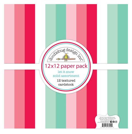 Doodlebug Design Let It Snow 12x12 inch Textured Cardstock Solid Paper Pack (7541) (DISCONTINUED)
