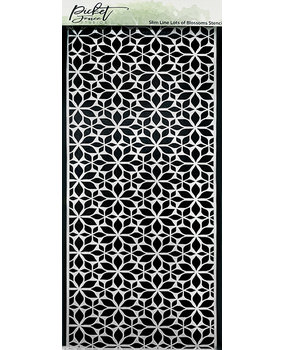 Picket Fence Studios Slim Line Lots of Blossoms 4x10 Inch Stencil (SC-288) (OUTLET)