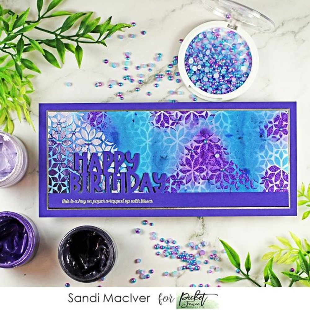 Picket Fence Studios Slim Line Lots of Blossoms 4x10 Inch Stencil (SC-288) (OUTLET)