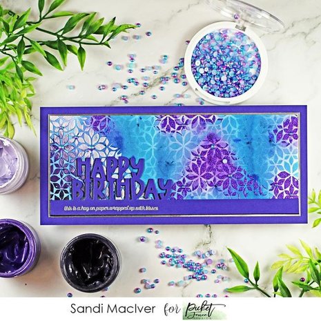 Picket Fence Studios Slim Line Lots of Blossoms 4x10 Inch Stencil (SC-288) (OUTLET)