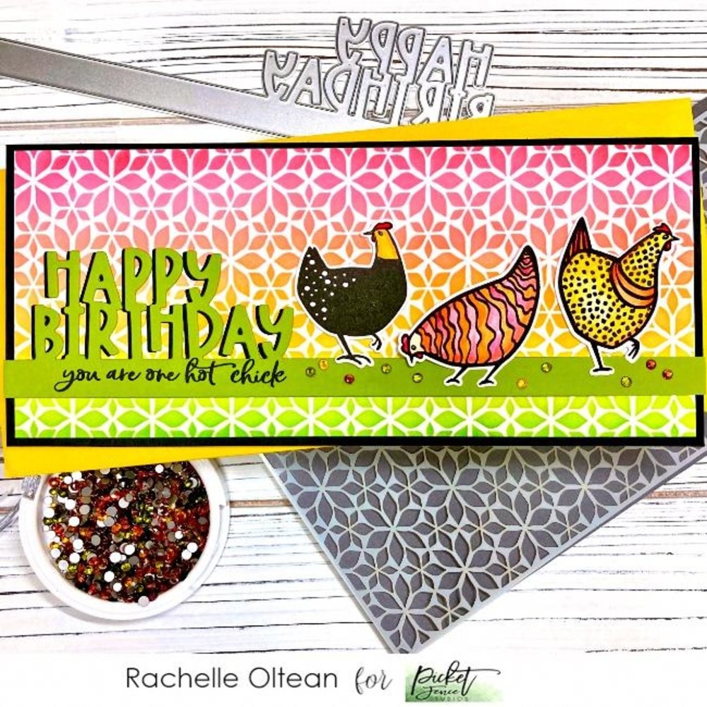 Picket Fence Studios Slim Line Lots of Blossoms 4x10 Inch Stencil (SC-288) (OUTLET)