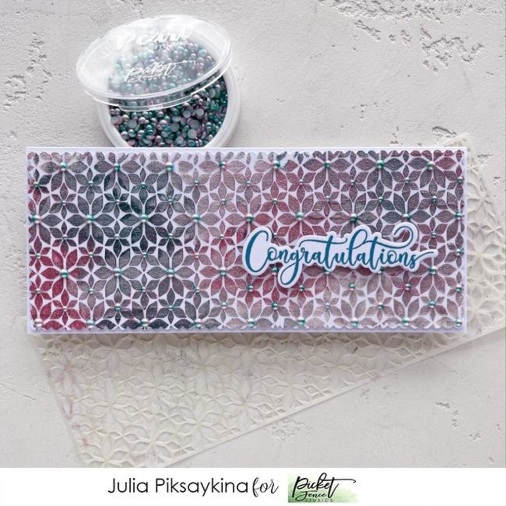 Picket Fence Studios Slim Line Lots of Blossoms 4x10 Inch Stencil (SC-288) (OUTLET)