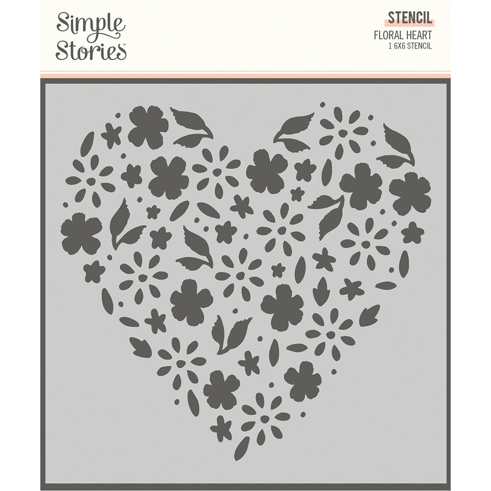 Simple Stories Happy Hearts Stencil Floral Heart (16924) (DISCONTINUED)
