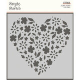 Simple Stories Happy Hearts Stencil Floral Heart (16924) (DISCONTINUED)