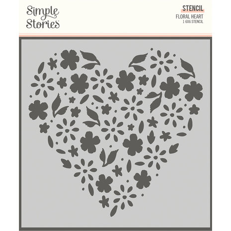 Simple Stories Happy Hearts Stencil Floral Heart (16924) (DISCONTINUED)