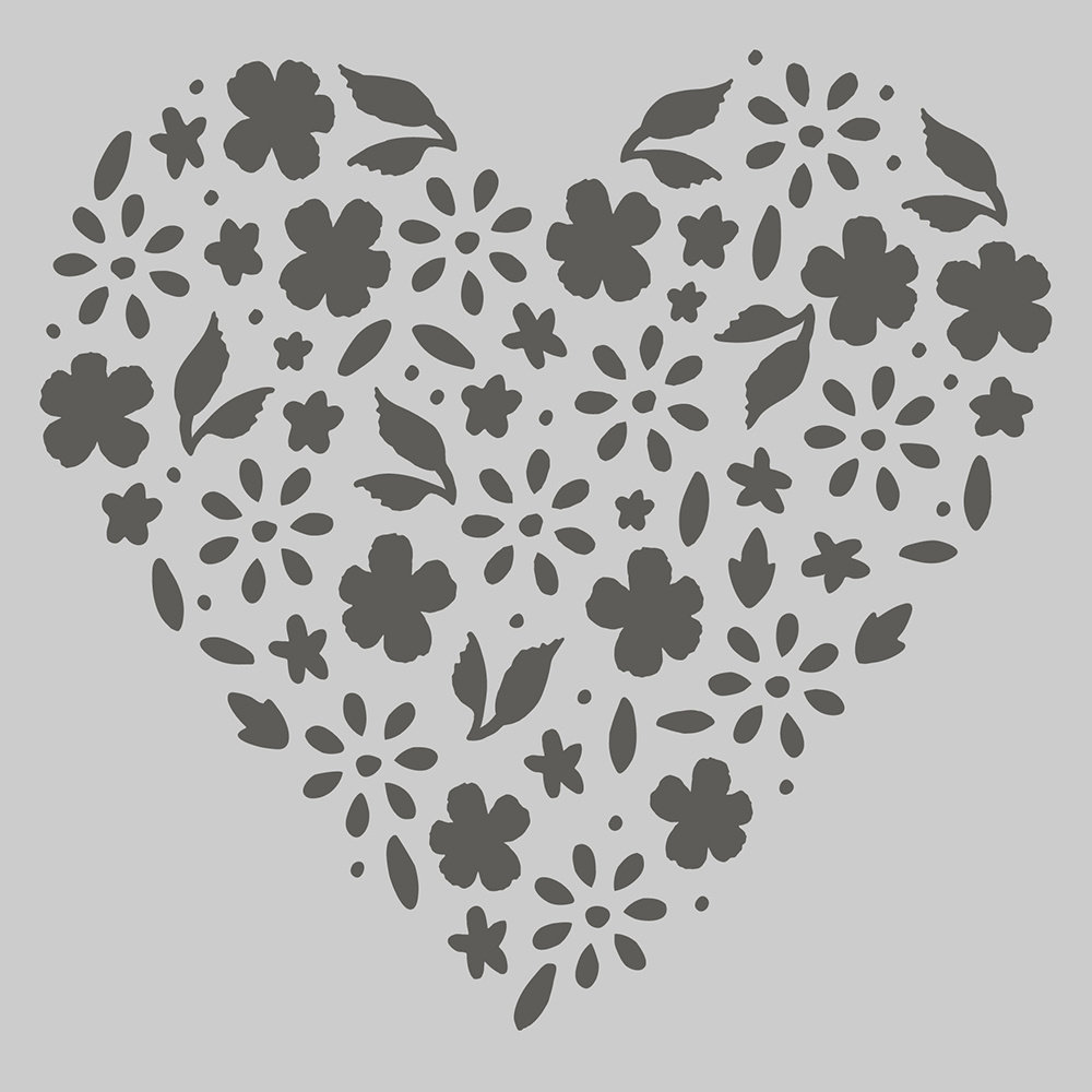 Simple Stories Happy Hearts Stencil Floral Heart (16924) (DISCONTINUED)