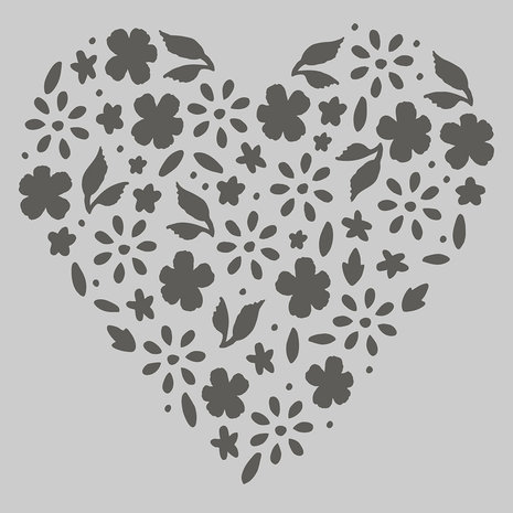 Simple Stories Happy Hearts Stencil Floral Heart (16924) (DISCONTINUED)