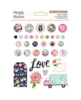 Simple Stories Happy Hearts Decorative Brads (16920) (DISCONTINUED)
