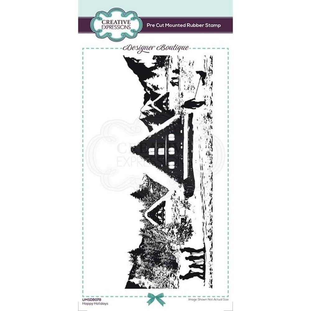Creative Expressions Designer Boutique Rubber Stamp DL Happy Holidays (UMSDB078) (OUTLET)