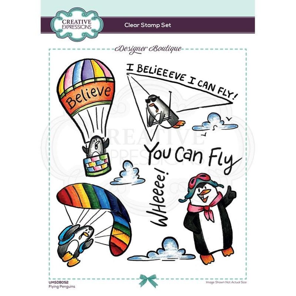 Creative Expressions Designer Boutique Clear Stamp A5 Flying Penguins (UMSDB052) (OUTLET)