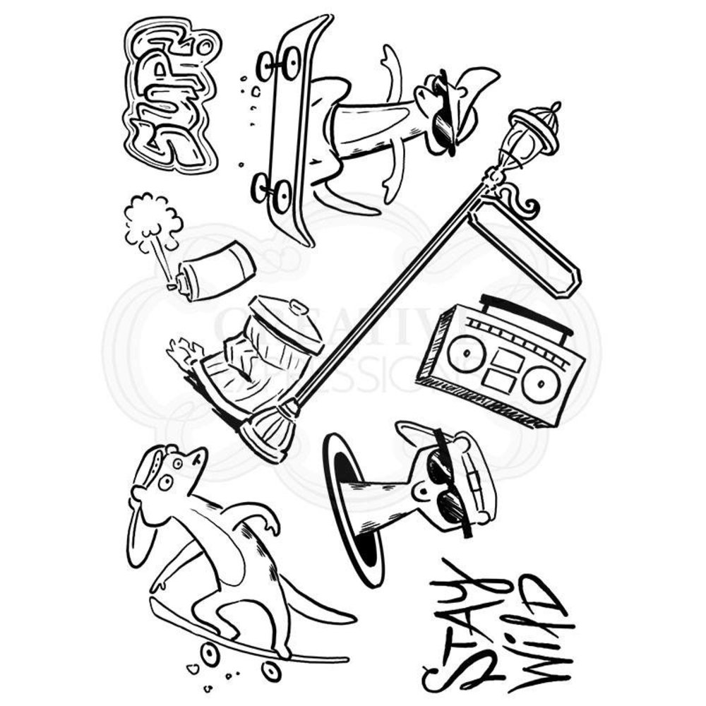 Creative Expressions Designer Boutique Clear Stamp A5 Skate-Kats (UMSDB054) (OUTLET)
