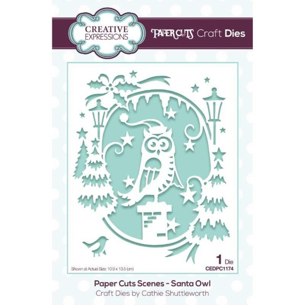 Creative Expressions Paper Cuts Scenes Santa Owl (CEDPC1174) (OUTLET)