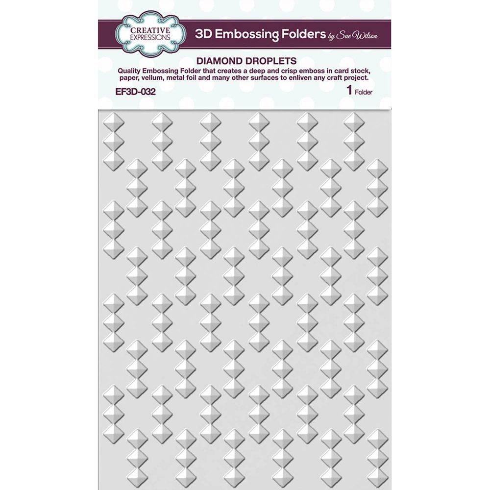 Creative Expressions Sue Wilson 3D Embossing Folder Diamond Droplets (EF3D-032) (OUTLET)