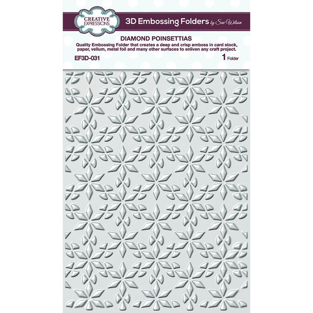 Creative Expressions Sue Wilson 3D Embossing Folder Diamond Poinsettias (EF3D-031) (OUTLET)
