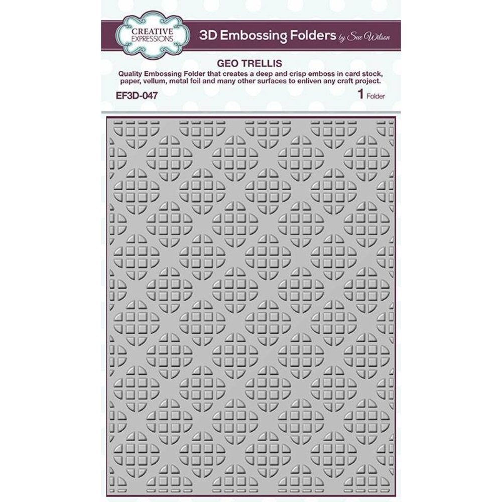 Creative Expressions Sue Wilson 3D Embossing Folder Geo Trellis (EF3D-047) (OUTLET)