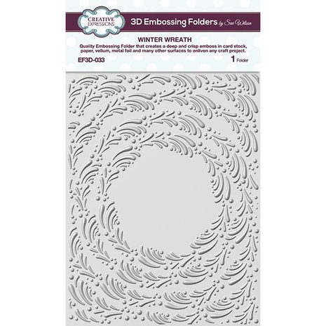 Creative Expressions Sue Wilson 3D Embossing Folder Winter Wreath (EF3D-033) (OUTLET) Creative Expressions Sue Wilson 3D Embossing Folder Winter Wreath (EF3D-033) (OUTLET)