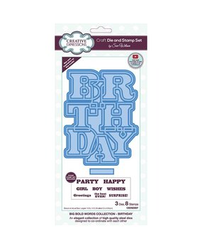 Creative Expressions Sue Wilson Craft Die & Stamp Big Bold Words Birthday (CEDSD007) (OUTLET)
