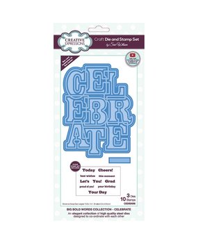Creative Expressions Sue Wilson Craft Die & Stamp Big Bold Words Celebrate (CEDSD006) (OUTLET)