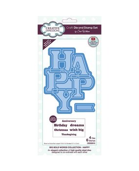 Creative Expressions Sue Wilson Craft Die & Stamp Big Bold Words Happy (CEDSD010) (OUTLET)