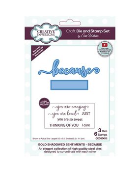 Creative Expressions Sue Wilson Craft Die & Stamp Bold Shadowed Sentiment Because (CEDSD012) (OUTLET) Creative Expressions Sue Wilson Craft Die & Stamp Bold Shadowed Sentiment Because (CEDSD012) (OUTLET)