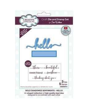 Creative Expressions Sue Wilson Craft Die & Stamp Bold Shadowed Sentiment Hello (CEDSD013) (OUTLET) Creative Expressions Sue Wilson Craft Die & Stamp Bold Shadowed Sentiment Hello (CEDSD013) (OUTLET)