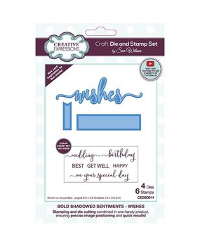 Creative Expressions Sue Wilson Craft Die & Stamp Bold Shadowed Sentiment Wishes (CEDSD014) (OUTLET) Creative Expressions Sue Wilson Craft Die & Stamp Bold Shadowed Sentiment Wishes (CEDSD014) (OUTLET)