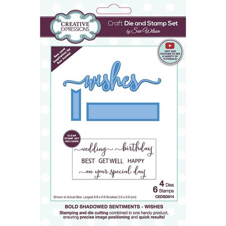 Creative Expressions Sue Wilson Craft Die & Stamp Bold Shadowed Sentiment Wishes (CEDSD014) (OUTLET) Creative Expressions Sue Wilson Craft Die & Stamp Bold Shadowed Sentiment Wishes (CEDSD014) (OUTLET)