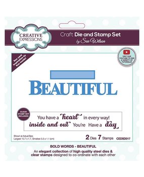 Creative Expressions Sue Wilson Craft Die & Stamp Bold Words Beautiful (CEDSD017) (OUTLET)