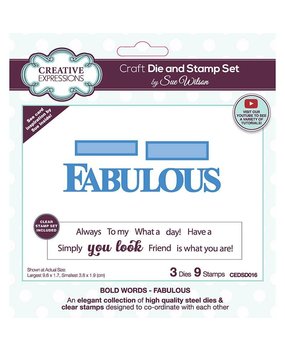 Creative Expressions Sue Wilson Craft Die & Stamp Bold Words Fabulous (CEDSD016) (OUTLET)