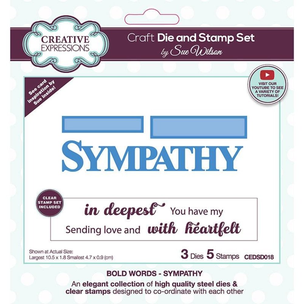 Creative Expressions Sue Wilson Craft Die & Stamp Bold Words Sympathy (CEDSD018) (OUTLET) Creative Expressions Sue Wilson Craft Die & Stamp Bold Words Sympathy (CEDSD018) (OUTLET)