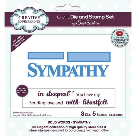 Creative Expressions Sue Wilson Craft Die & Stamp Bold Words Sympathy (CEDSD018) (OUTLET) Creative Expressions Sue Wilson Craft Die & Stamp Bold Words Sympathy (CEDSD018) (OUTLET)