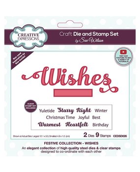 Creative Expressions Sue Wilson Craft Die & Stamp Festive Collection Wishes (CEDSD026) (OUTLET)
