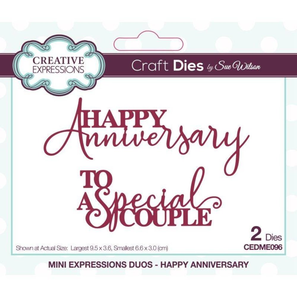 Creative Expressions Sue Wilson Craft Die Mini Expressions Duos Happy Anniversary (CEDME096) (OUTLET)