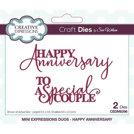 Creative Expressions Sue Wilson Craft Die Mini Expressions Duos Happy Anniversary (CEDME096) (OUTLET)
