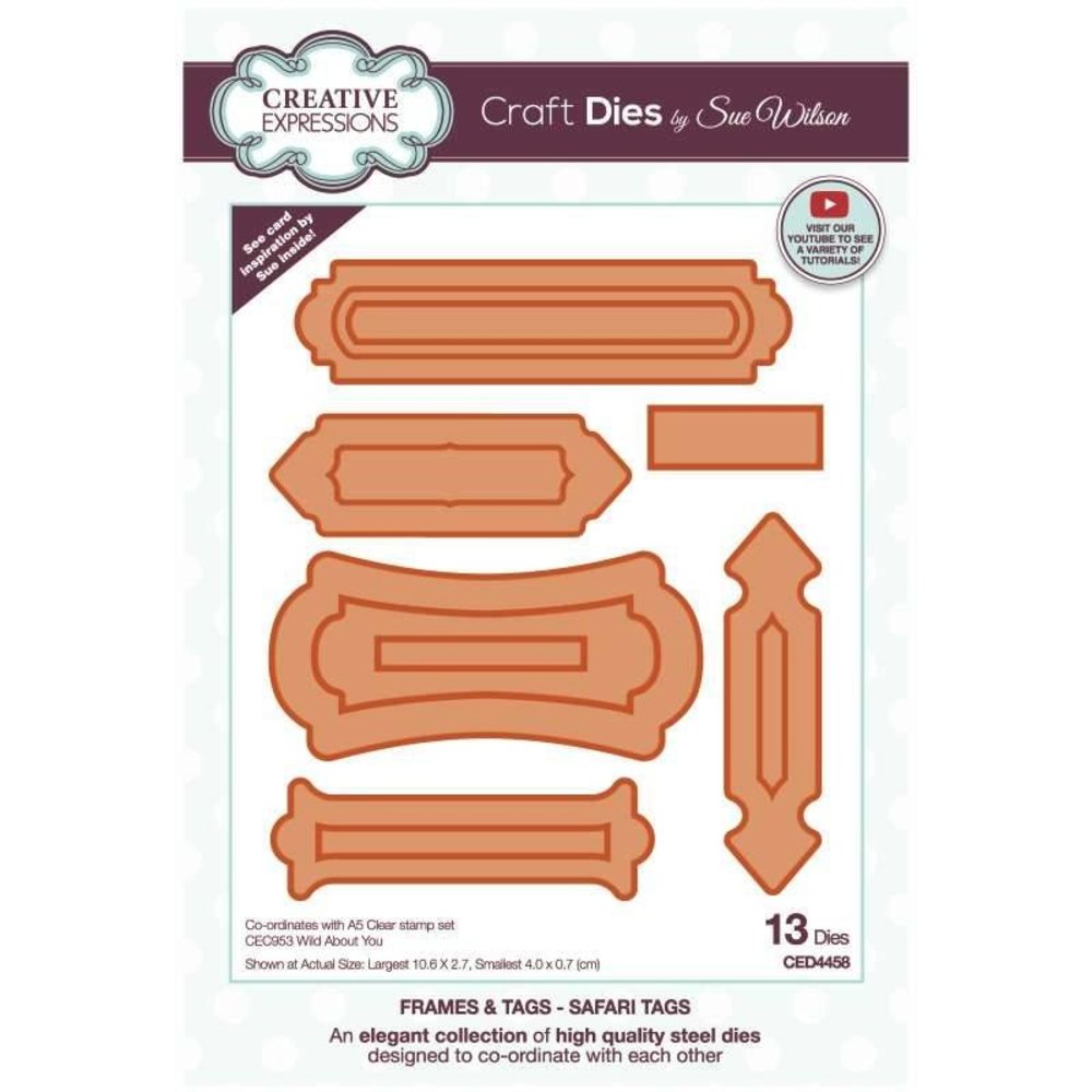 Creative Expressions Sue Wilson Craft Die Frames & Tags Safari Tags (CED4458) (OUTLET)