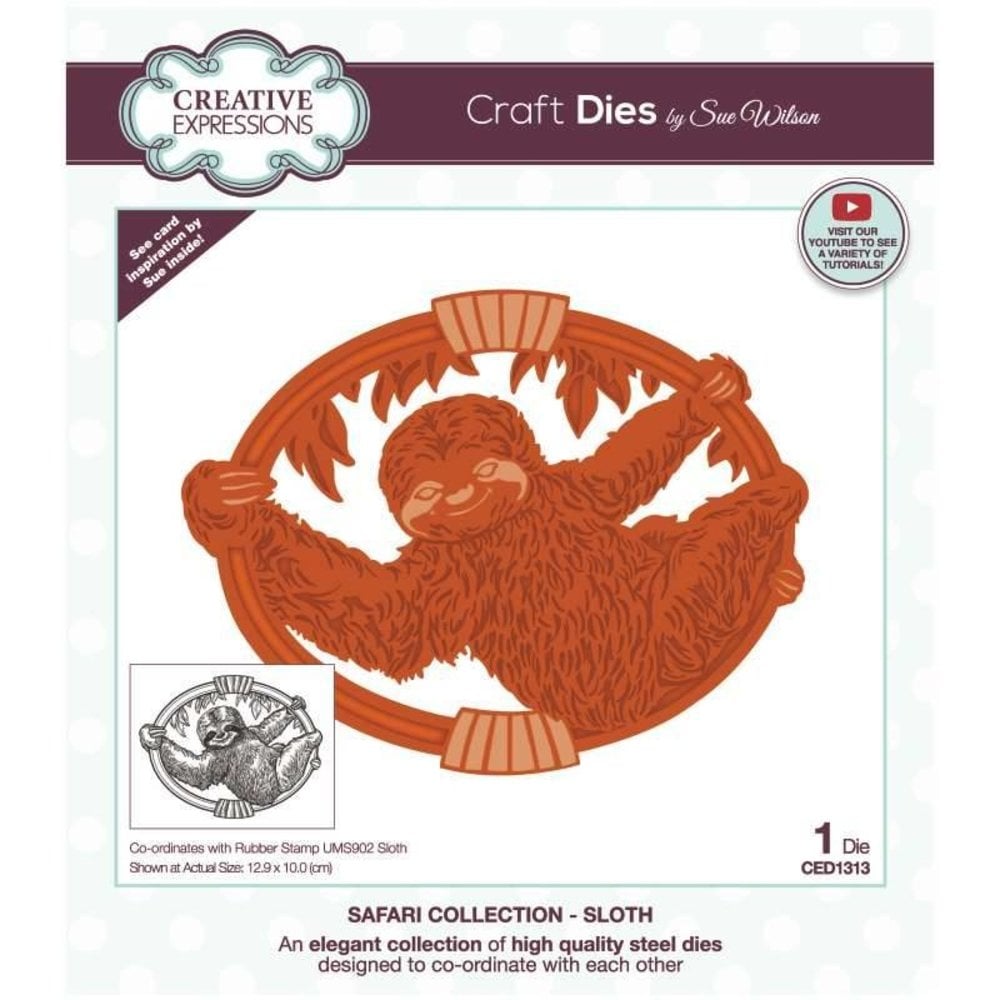 Creative Expressions Sue Wilson Craft Die Safari Collection Sloth (CED1313) (OUTLET)
