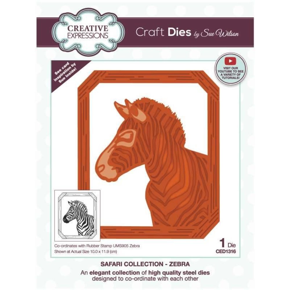 Creative Expressions Sue Wilson Craft Die Safari Collection Zebra (CED1316) (OUTLET)