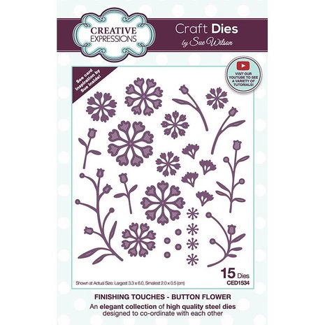 Creative Expressions Sue Wilson Craft Die Finishing Touches Button Flower (CED1534) (OUTLET)