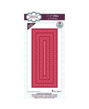 Creative Expressions Sue Wilson Craft Die Slimline Collection Decorative Holly Rectangle Frame (CED3221) (OUTLET)