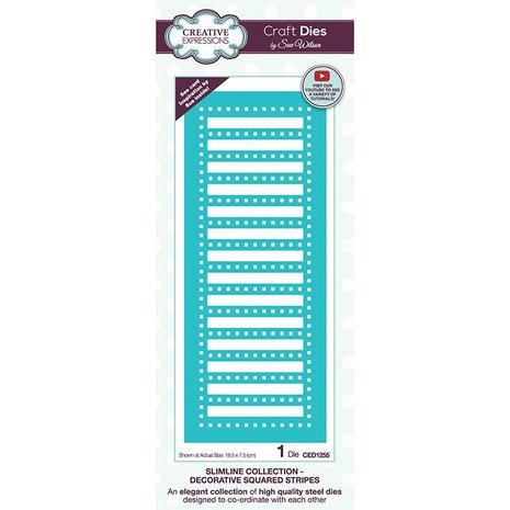 Creative Expressions Sue Wilson Craft Die Slimline Collection Decorative Squared Stripes (CED1255) (OUTLET)
