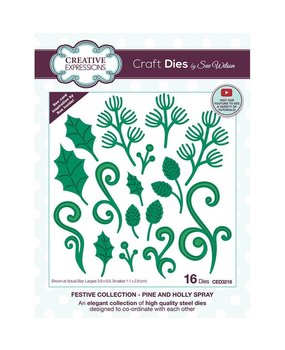 Creative Expressions Sue Wilson Craft Die Festive Collection Pine and Holly Spray (CED3218) (OUTLET)
