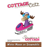 Scrapping Cottage Winter Moose on Snowmobile (CC-966) (OUTLET)