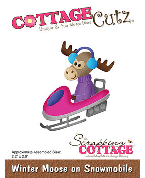 Scrapping Cottage Winter Moose on Snowmobile (CC-966) (OUTLET)