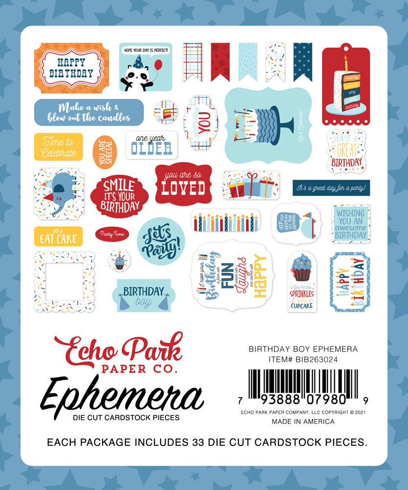 Echo Park Birthday Boy Ephemera (BIB263024) (DISCONTINUED) Echo Park Birthday Boy Ephemera (BIB263024) (DISCONTINUED)