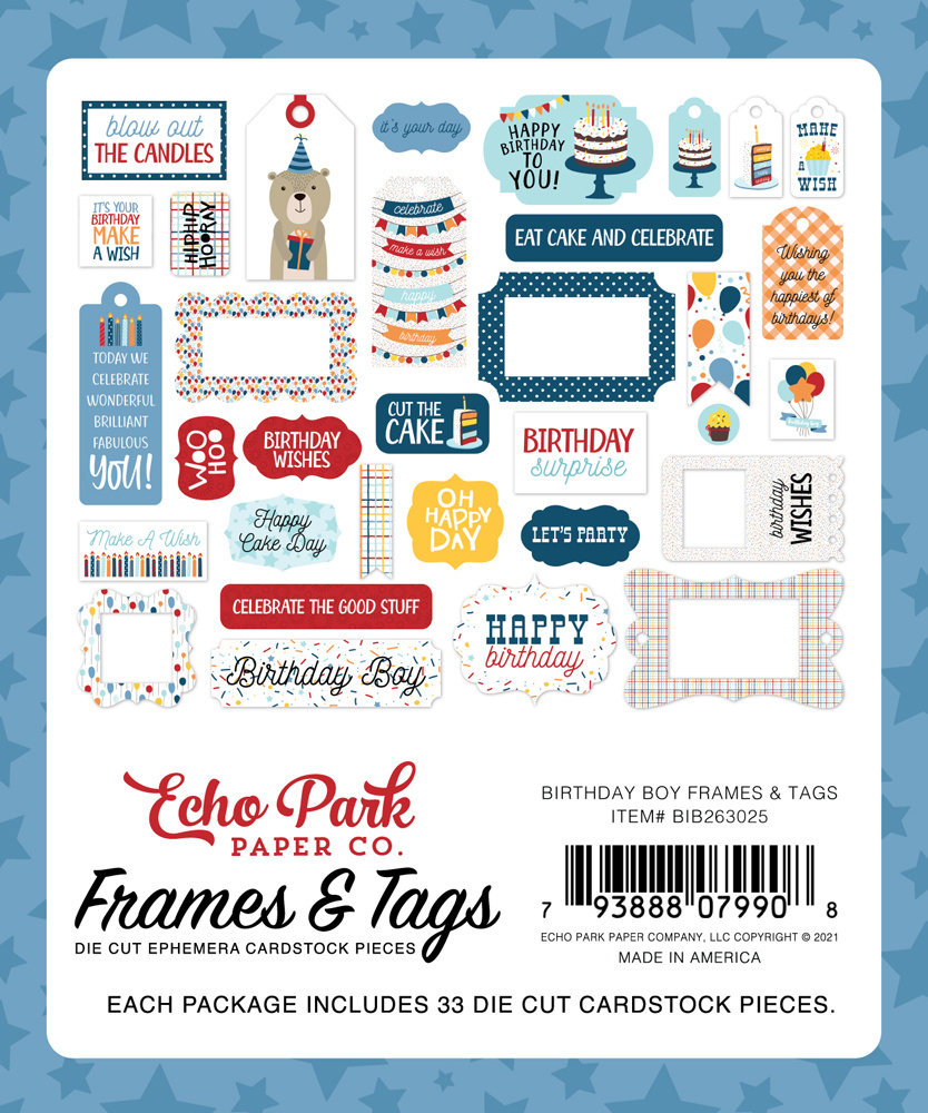Echo Park Birthday Boy Frames & Tags (BIB263025) (DISCONTINUED)