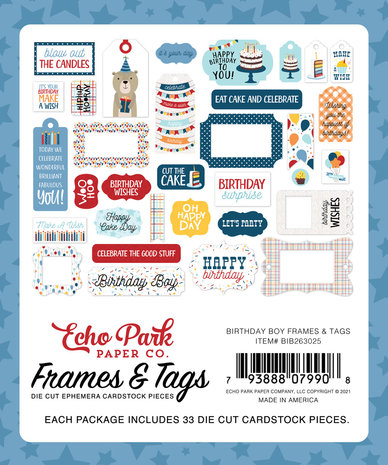 Echo Park Birthday Boy Frames & Tags (BIB263025) (DISCONTINUED)