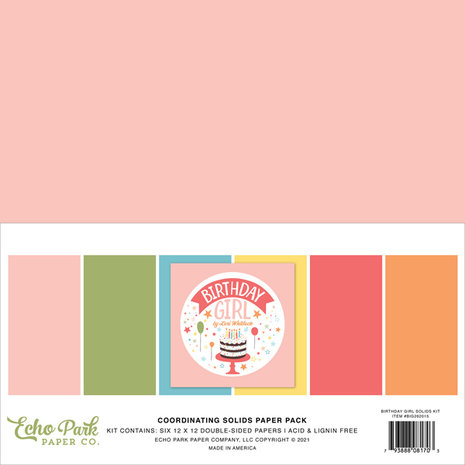 Echo Park Birthday Girl 12x12 Inch Coordinating Solids Paper Pack (BIG262015) (DISCONTINUED) Echo Park Birthday Girl 12x12 Inch Coordinating Solids Paper Pack (BIG262015) (DISCONTINUED)