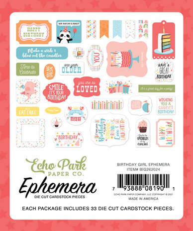 Echo Park Birthday Girl Ephemera (BIG262024) (DISCONTINUED) Echo Park Birthday Girl Ephemera (BIG262024) (DISCONTINUED)