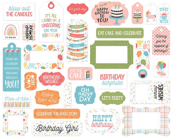 Echo Park Birthday Girl Frames & Tags (BIG262025) (OUTLET)