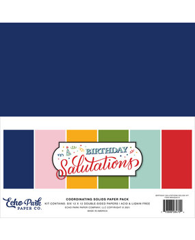 Echo Park Birthday Salutations 12x12 Inch Coordinating Solids Paper Pack (BIS264015) (DISCONTINUED)